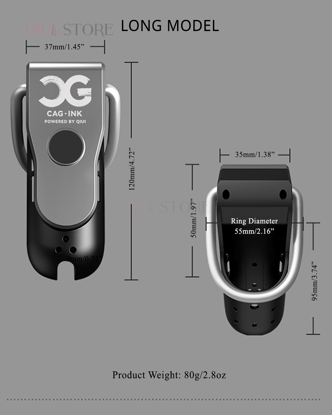 CAG.INK Chastity Cage LONG MODEL (Previously named as Cellmate 2.0)